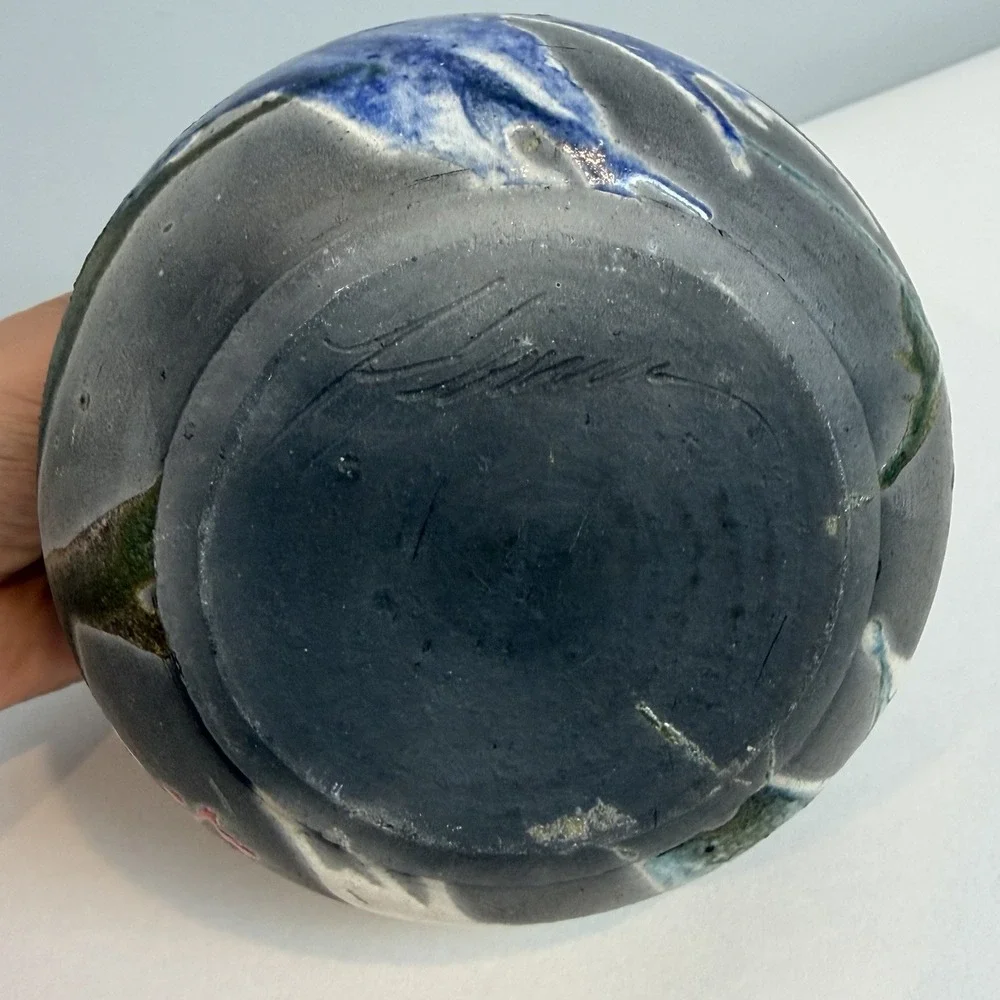 Harry Hearne Raku Fired Studio Pottery Vase Vessel North Carolina Artist Signed